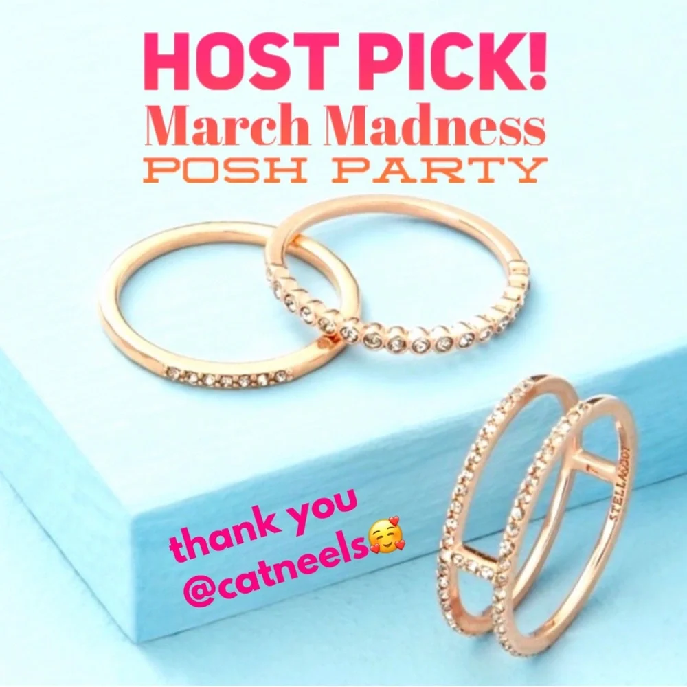 Stella & Dot | ROSEGOLD & Pavé Crystal Set of 3 Imperial Stacking Rings - Picture 5 of 8